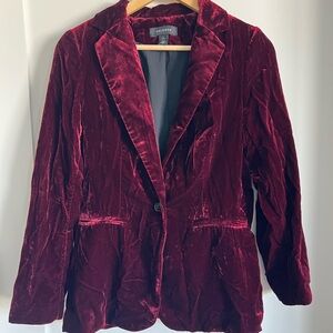 Halogen Burgundy Velvet Blazer